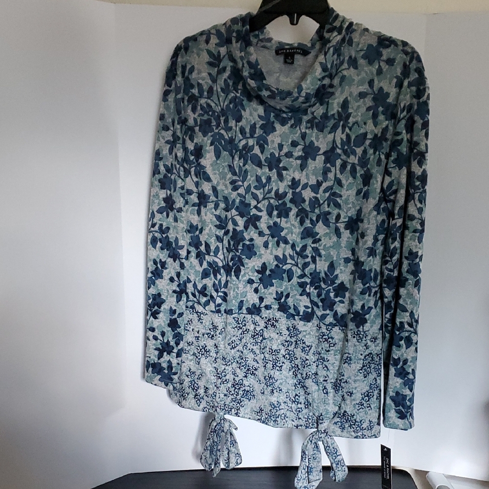 Floral Blue and White Long Sleeve Top